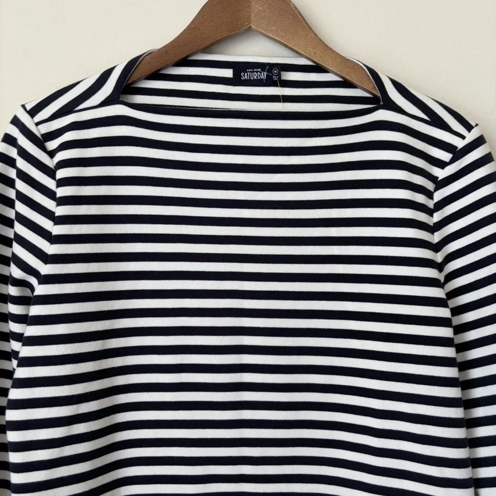 Kate Spade Black & White Striped Ponte Knit Dress Medium NEW NWT